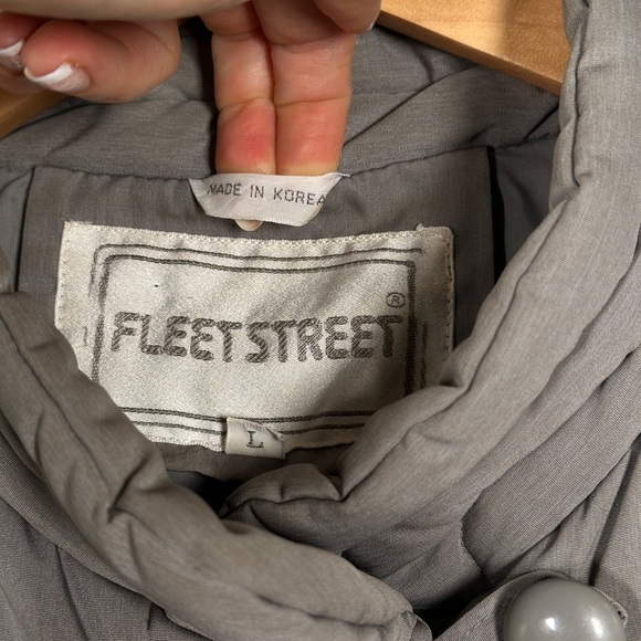 Fleet Street vintage winter down coat ruched long puffer L gray - Picture 8 of 15